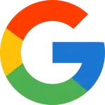 A Google logo in multicolor and no background